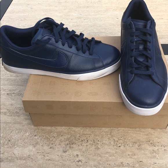 blue leather nike shoes